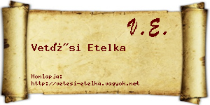 Vetési Etelka névjegykártya